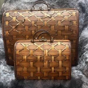 Woven Brown and Tan Basket Set